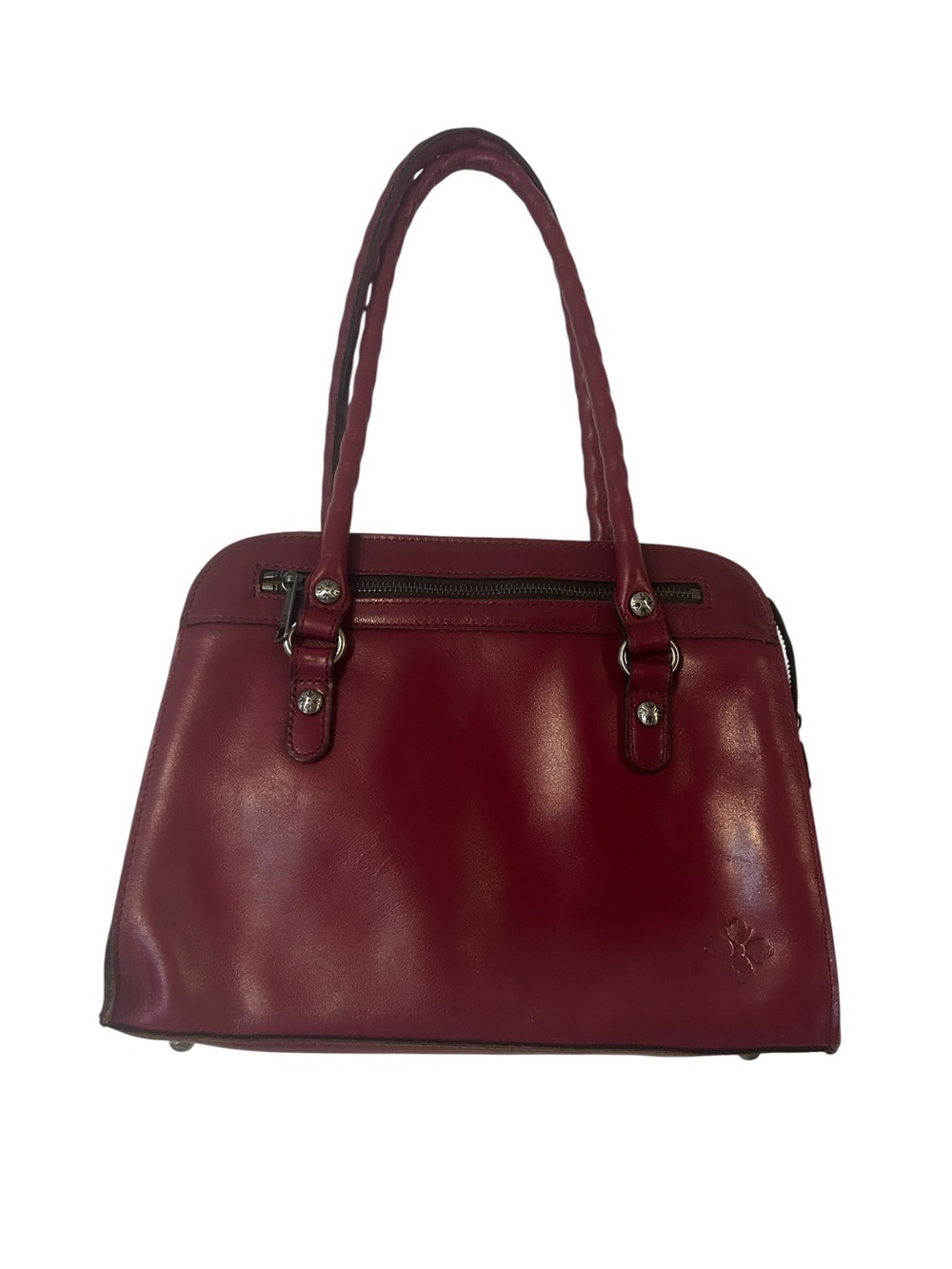 Patricia Nash Wine Oxblood Leather Satchel Shoulder Bag Top Zip Structured Handb